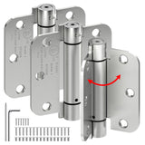 ISOKER 3-Pack Self Closing Door Hinges, 3.5 Inch Spring Loaded Door Hinges, Adjustable Tension for Exterior,Garage, Front Back D