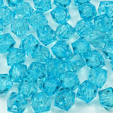 100pcs 12mm Square Faceted Acrylic Beads with Hole Plastic Spacer for Bracelets, Necklace, Earring Making Supplies (Light Lake B
