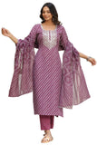 Gosriki Women'S Cotton Blend Straight Printed Kurta With Pant & Dupatta (Doremi-Wine-Nw-Gs_5Xl_Wine_Xxxxx-Large),Wine,5,B0CNXTRQNK