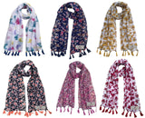 Fusfus WomenS Printed Chiffon Scarves And Stoles, Free Size(Multicolour, Fs781) Pack Of 6 (Multicolor4)