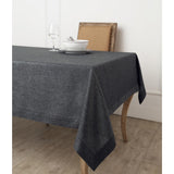Solino Home Linen Tablecloth 60 x 90 Inch - 100% Pure Linen Charcoal Grey Tablecloth - Machine Washable Rectangle Tablecloth for