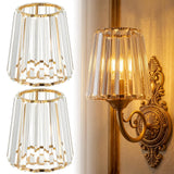 Teenyyou 2 Pcs Gold Crystal Lamp Shade Elegant Ceiling Light Cover E26/E27 Base 1.65 Top x 5.5 Dia. x 5.9 H Chandelier Lampshade