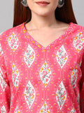 Anni Designer Women'S Cotton Blend Printed Straight Kurta With Pant (Sarva-Red_Xxl_Dark Blue_Xx-Large),Red,2XL,Cotton Blend,Regular,kurta