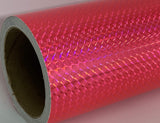 Roll of Prism Sign Vinyl, Holographic 1/4'' Mosaic, Self-Adhesive (24 inch x 30 feet, Fluorescent Pink)