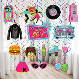 30 Pieces 1950s Rock and Roll Party Decorations Sock Hop 50s Foil Swirl Rock Themed Party Supplies Soda Shop Hanging Swirls Cei