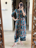 Gosriki Women'S Rayon Viscose Straight Printed Kurta With Palazzo (Palhar Blue-Vks01-Gs_Xxl_Blue_Xx-Large),Blue,2,B0DVPBKS7D