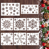 8 Pcs Christmas Snowflake Stencil for Crafts, Large Reusable Snowflake Drawing Painting Stencil Winter Holiday Snow Flake Stenci