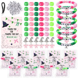 Ferreve 24 Sets Pink and Green Party Favors Witch Bead Bracelets Friendship Crafts Kit for Witch Princess Birthday Party Activit