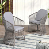 SUNSITT Patio Chairs Set of 2, Woven Wicker Outdoor Dining Chairs w/Weather-Resistant Cushions, Modern Bistro Chairs Set of 2 w/