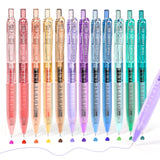 Four Candies 12Pack 0.5mm Black Ink Quick Dry Retractable Gel Pen Set, Cute Transparent Pastel Fine Point Note Taking Aesthetic
