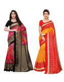 Satrani Womens Art Silk Printed Sarees Combo Pack of 2 (800ST39_1159ST88,Multicolor), free size