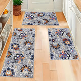 Homcomoda Boho Kitchen Mats 3 Piece Set Kitchen Rugs Non Slip Kitchen Mats for Floor Washable Kitchen Rugs and Mats Floral Kitch