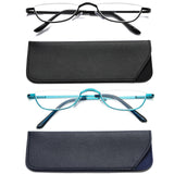 Viseng 2 Pack Vintage Alloy Half Moon Reading Glasses Women Men Slim Half Frame Lens Readers Glasses +2.5