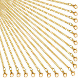 Hicarer 24 Pack Necklace Chains Bulk Gold Plated Chain for Jewelry Making with Lobster Clasps for Woman DIY Necklace Link Jewelr