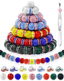 180PCS FIVEIZERO 10mm Rhinestone Beads for Jewelry Making - Sparkly Round Crystal Clay Beads & Spacers in 9 Mixed Colors for Bra