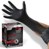 Venom Steel Industrial Nitrile Gloves, Chemical Resistant Disposable Black Gloves, LatexFree, PowderFree, Textured Grip, Heavy