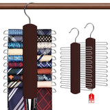 2 Pack Tie Rack for Closet, Premium Wooden Necktie Organizer Storage