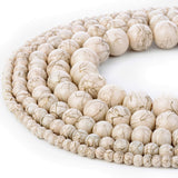 RUBYCA 300pcs Mixed Sizes Loose Glass Beads for Jewelry Making, Opaque Cream, Gold Paint Splatter