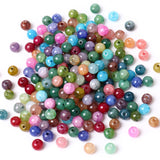 Cadikez 132PCS Natural Stone Beads 12MM Smooth Round Agate Gemstone Beads Spacer Beading Colorful Loose Beads Charms for DIY Bra