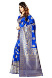 Sugathari Womens Banarasi Saree Pure Kanjivaram Silk Saree Soft New Ladies 2023 Design Wear Pattu Sarees Latest Cotton Party Sari Collections With Blouse Piece For Wedding Sadi (Sam Pari-20-R Blue)