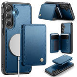 Usroom Compatible with Magsafe for Samsung Galaxy S25 Wallet Case Magnetic Card Holder, RFID Blocking 2 in 1 Detachable Kickstan