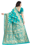 Sugathari Womens Banarasi Saree Pure Kanjivaram Silk Saree Soft New Ladies 2023 Design Wear Pattu Sarees Latest Cotton Party Sari Collections With Blouse Piece For Wedding Sadi (Sam San 9016-Firozi)