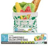 Lunchskins Ziptop BPI Certified Compostable & Resealable Freezer-Safe Food Storage Bags, Gallon Size, 30 Bags - Eco-Friendly, Ma