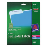 Avery Filing Label 0.66amp;quot; Width x 3.43amp;quot; Length 30/Sheet Permanent 450 / Pack Clear