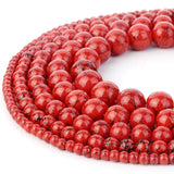 RUBYCA 300pcs Mixed Sizes Loose Glass Beads for Jewelry Making, Opaque Red, Black Paint Splatter