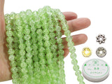 ZHFMLY 450pcs Green Crackle Glass Beads Handcrafted Round Lampwork Smooth Loose Beads for Bracelet & DIY Jewelry Making 8mm