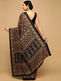 Satrani Women'S Poly Silk Floral Printed Saree With Unstitched Blouse Piece(2590S249N_Black & Multi)