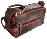RUSTIC TOWN Leather Toiletry Bag for Men Hygiene Organizer Travel Dopp Kit (Walnut Brown)