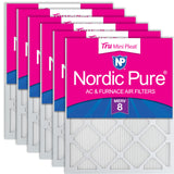 Nordic Pure 20x25x1 (19 1/2 x 24 1/2 x 3/4) Tru Mini Pleat MERV 8 AC Furnace Air Filters 6 Pack