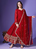 Wedani Georgette Anarkali Kurta For Women Maroon,Maroon,S,,,