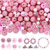 Wurosi 300 PCS Rhinestone Beads for Jewelry Making, 200 PCS 10mm Crystal Clay Beads, 50 PCS 6mm Pearl Bead, 50 Pcs 8mm Spacer Be