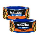 Gorilla All Weather Duct Tape, Black, 1.88 x 25 yd (Pack of 2) - UV and Temperature Resistant Waterproof Tape for Outdoor Repair