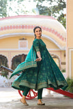 Gosriki Women'S Rayon Blend Printed Anarkali Kurta With Pant & Dupatta (Gumaro Green-Gs_S_Green_Small),Green,,B0DRNMVZTJ