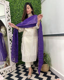 Gosriki Women'S Rayon Viscose Straight Embroidered Kurta With Pant & Dupatta (Mono White-Gs_Xl_White_X-Large),White,,B0DXKY2TMQ