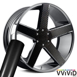 VViViD Auto Rim Air-Release Adhesive Vinyl Wrap 24 Inch x 30 Inch 4 Sheet Pack (True R Carbon Black)
