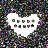 500 Pieces 4x7mm Black Round Acrylic Number Beads 0-9 Mixed Plastic Shape Loose DIY Beads for Jewelry Making Bracelets Necklaces