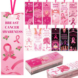 240 PC Breast Cancer Awareness Bookmarks Bulk Pink Ribbon Bookmarks Bulk with Inspiring Text Breast Cancer Awareness Accessories