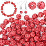 U-LIAN 100 pcs 10mm Rhinestone Beads Red Shiny Round Disco Ball Beads Bulk Polymer Clay Rhinestone Beads Round Crystal Diamond B