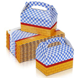 Fuyoooo 24 Pcs Yellow Brick Gingham Treat Boxes Wizard Party Favor Candy Gable Goodies Box with Handles for Witch Princess Hallo