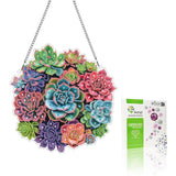 VAIIEYO Succulent Diamond Art Hanging Ornament, Plant Diamond Painting Suncatchers Window Hanging Kit with Chain, 7.5x7.5 inch C