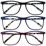 OPULIZE Arc 3 Pack Large Reading Glasses Black Blue Purple Patterned Mens Womens RRR66-135 +3.00