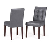 SIMPLIHOME Andover Dining Chairs - Tufted Solid Hardwood and Vegan Leather Parsons Chair Set in Stone Grey, Transitional Dining