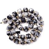 Malahill Wholesale Natural Faceted Stone Beads for Jewelry Making Sold per Bag 5 Strands Inside Cube Snowflake Obsidian 6mm