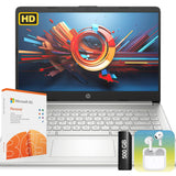HP Ultralight 14 inch Laptop with Intel 4-Core Processor with Microsoft 365 and Wireless Earbuds 8GB RAM 128GB External & 64G