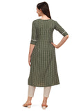 Nainvish Women'S Cotton Blend Straight Round Neck Printed Kurta With Pant (Sd210_Kb-Xxl_Dark Green)