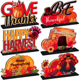 CroBlissful 6 Pcs Thanksgiving Wooden Table Decorations Happy Harvest Party Supplies Thanksgiving Turkey Pumpkin Table Centerpie